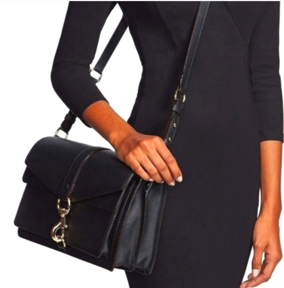 Rebecca Minkoff Hudson Moto Crossbody/ Shoulder  Black Large Leather Bag - Picture 2 of 15